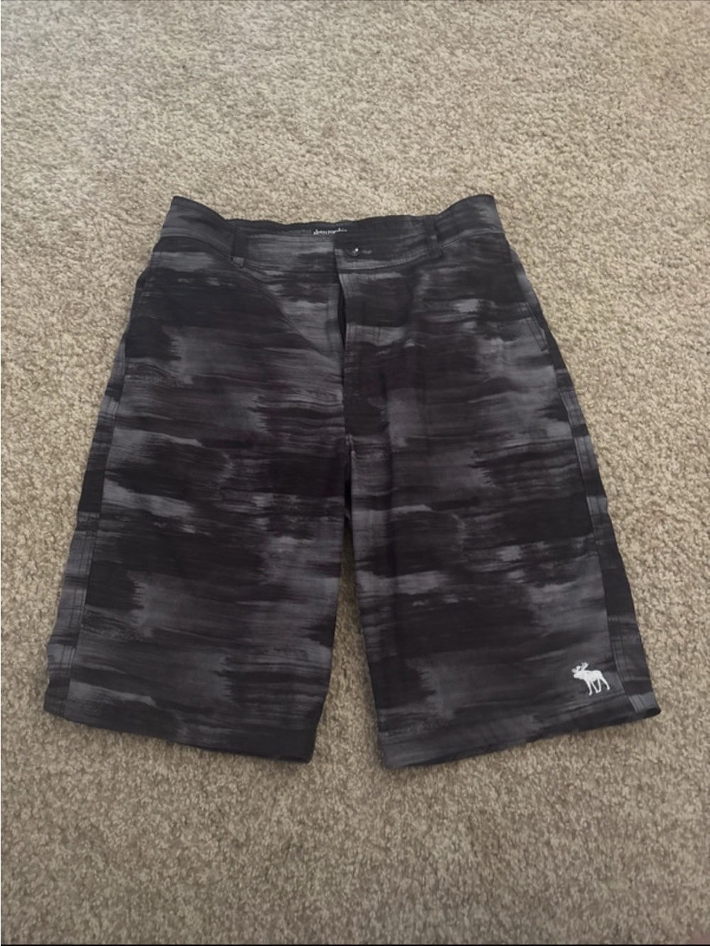 abercrombie kids Black & Gray Patterned Swim Trunks